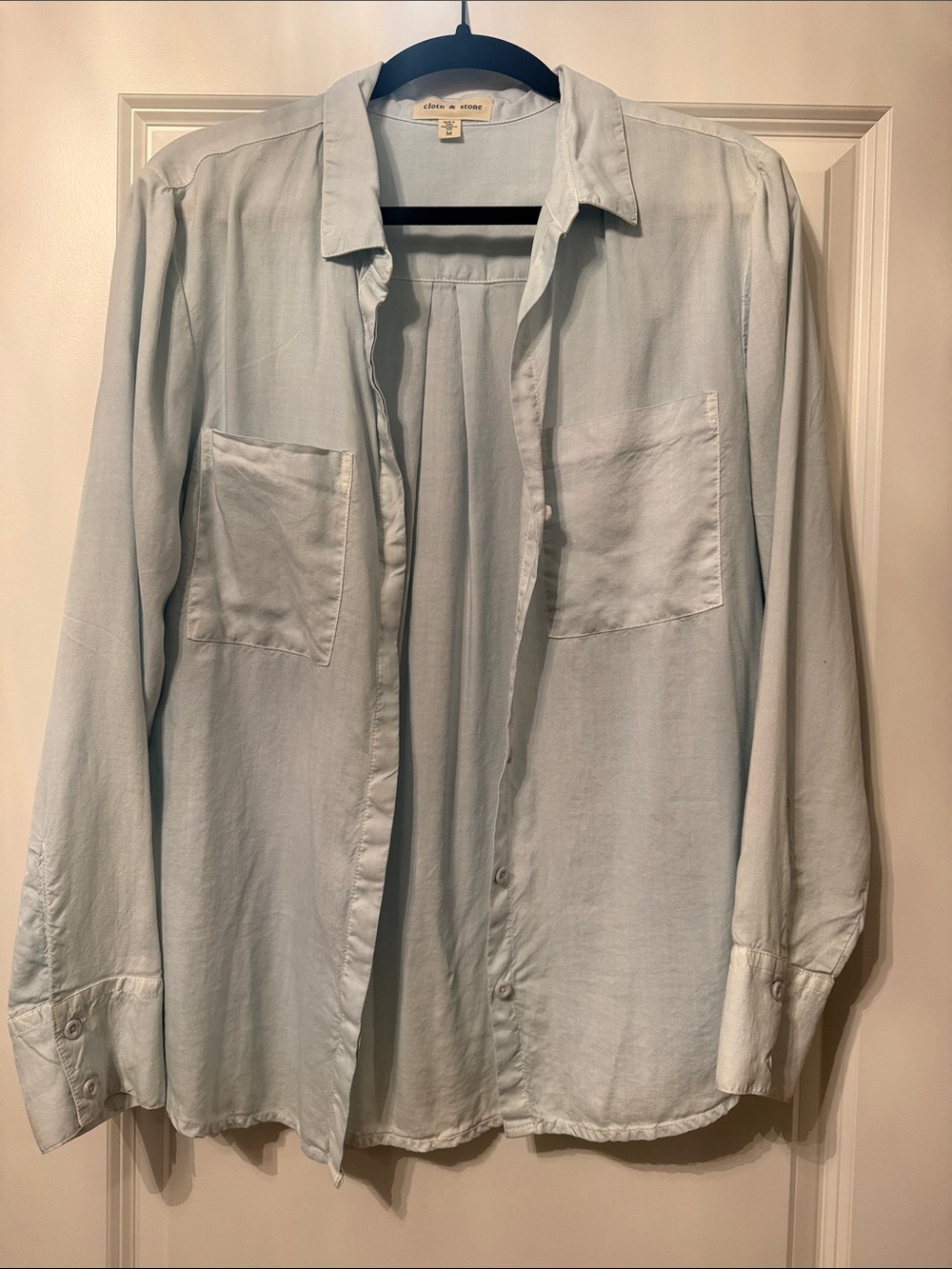 Women’s cloth & stone pale blue button-up shirt jacket
